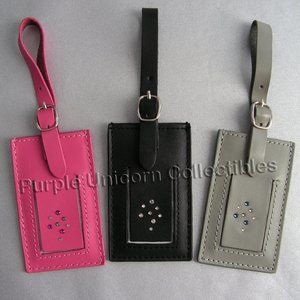 Swarovski Crystal Leather Multi-Color Luggage Tags ~ Set of 3